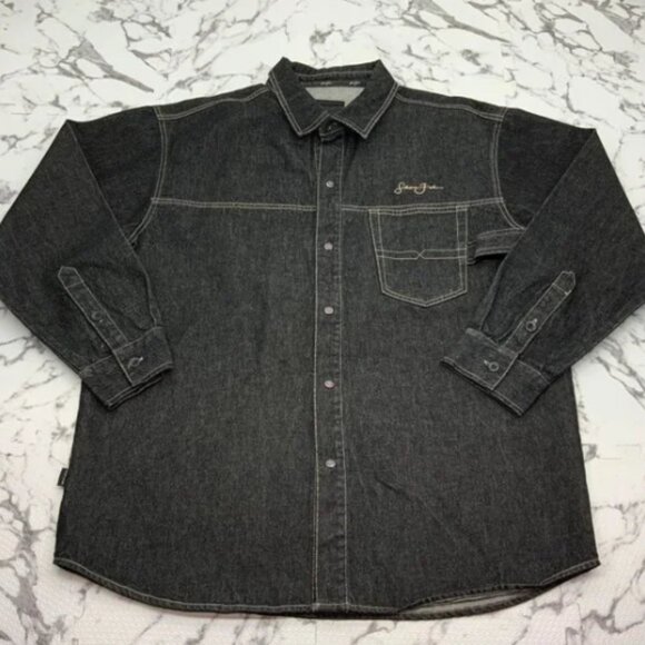 Men's Sean John Black Khaki Casual Denim Jacket NWT